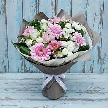 Букет цветов из:  Герберы, Альстромерии и Хризантемы в Поздняково