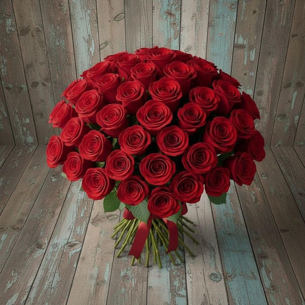 Букет 55 Красных роз Фридом в Поздняково