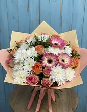 Букет цветов из:  Розы, Герберы и Хризантемы #REPLACE_PRED# Поздняково