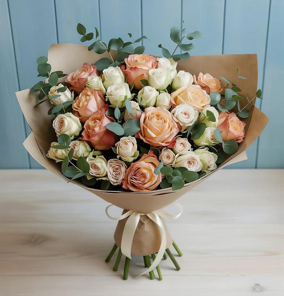 Букет цветов из: Альстромерии и Розы в Поздняково