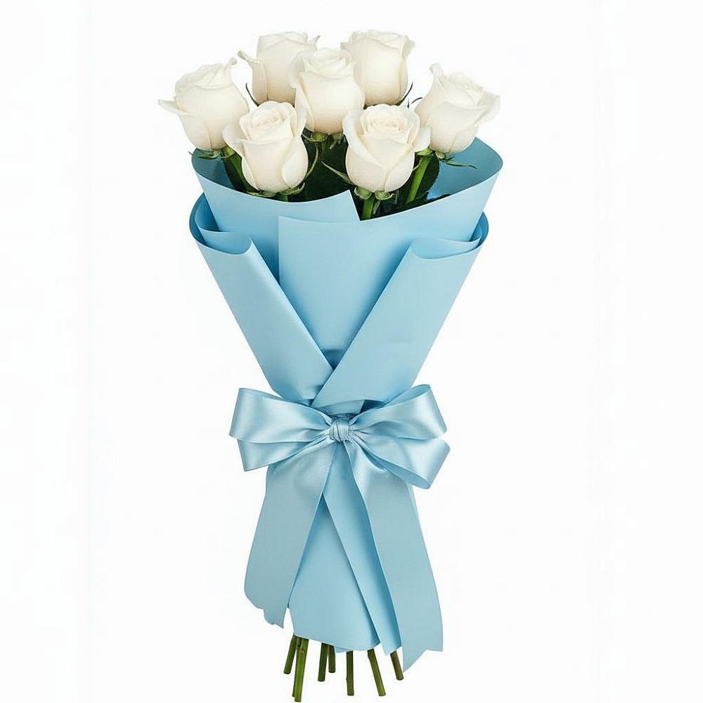 Букет 7 белых роз Проуд в Поздняково