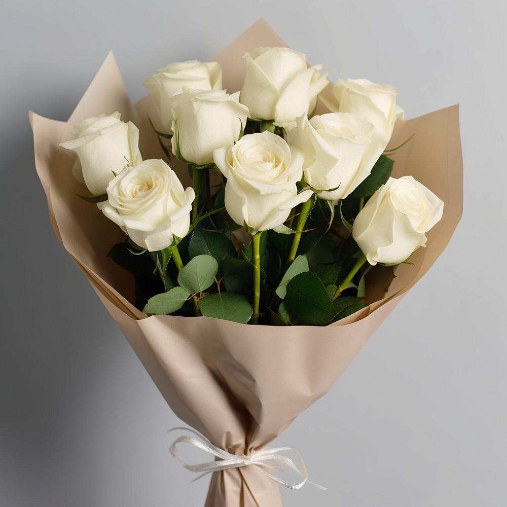 Букет 9 Белых роз Эдлесс Лав в Поздняково
