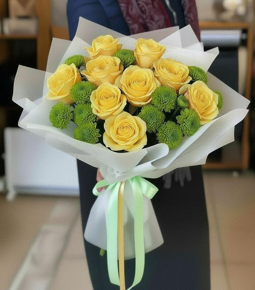 Букет цветов из: Хризантемы и Розы в Поздняково