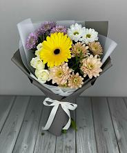 Букет цветов из:  Розы, Герберы и Хризантемы в Поздняково