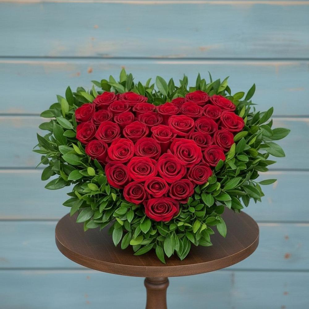 Цветочная композиция из Розы в виде сердца в Поздняково