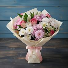 Букет цветов из:  Хризантемы, Альстромерии и Розы #REPLACE_PRED# Поздняково