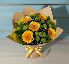 Букет цветов из:  Герберы и Хризантемы в Поздняково