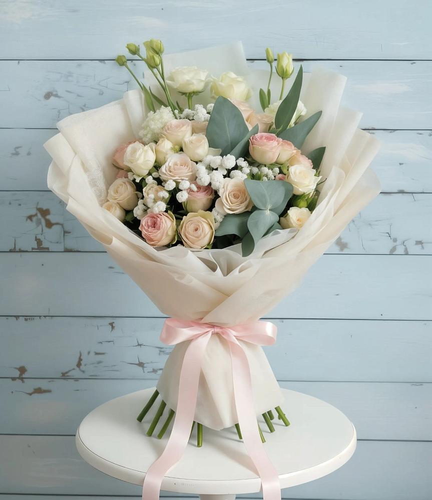 Букет цветов из: Розы и Лизиантусы в Поздняково