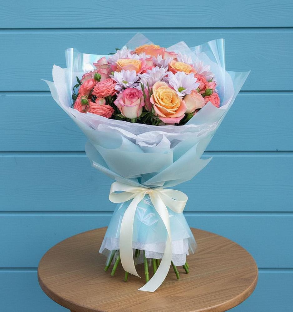 Букет цветов из: Хризантемы и Розы в Поздняково