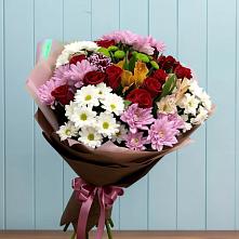 Букет цветов из:  Розы, Хризантемы и Альстромерии в Поздняково