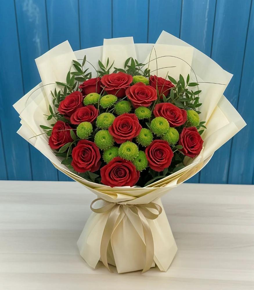 Букет цветов из: Розы и Хризантемы в Поздняково