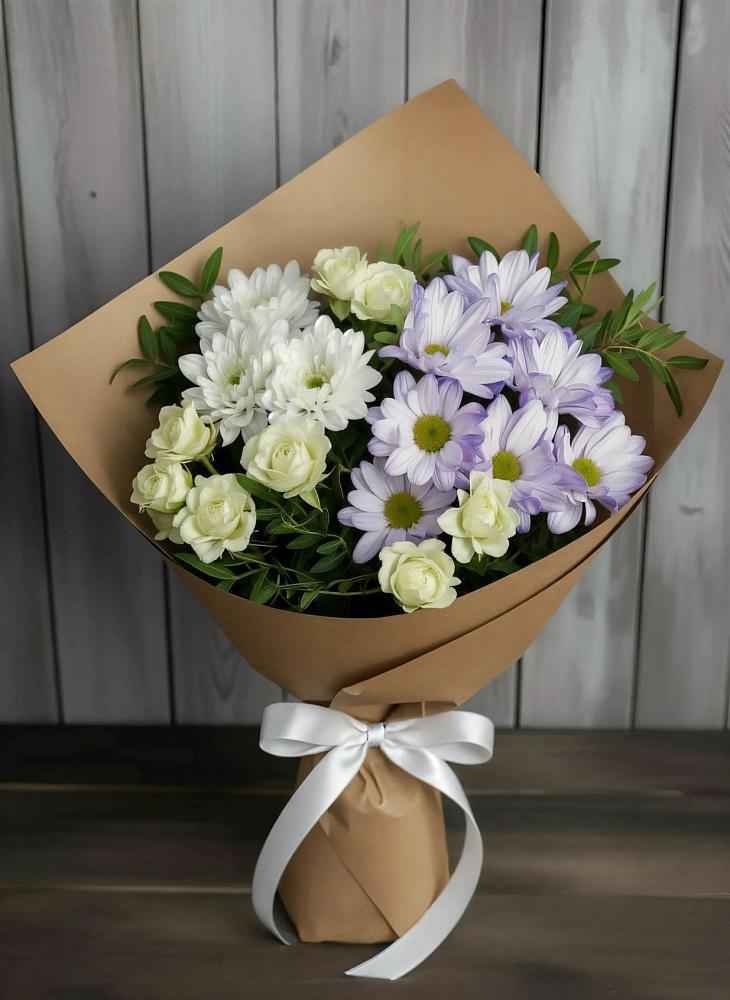 Букет цветов из: Хризантемы и Розы в Поздняково